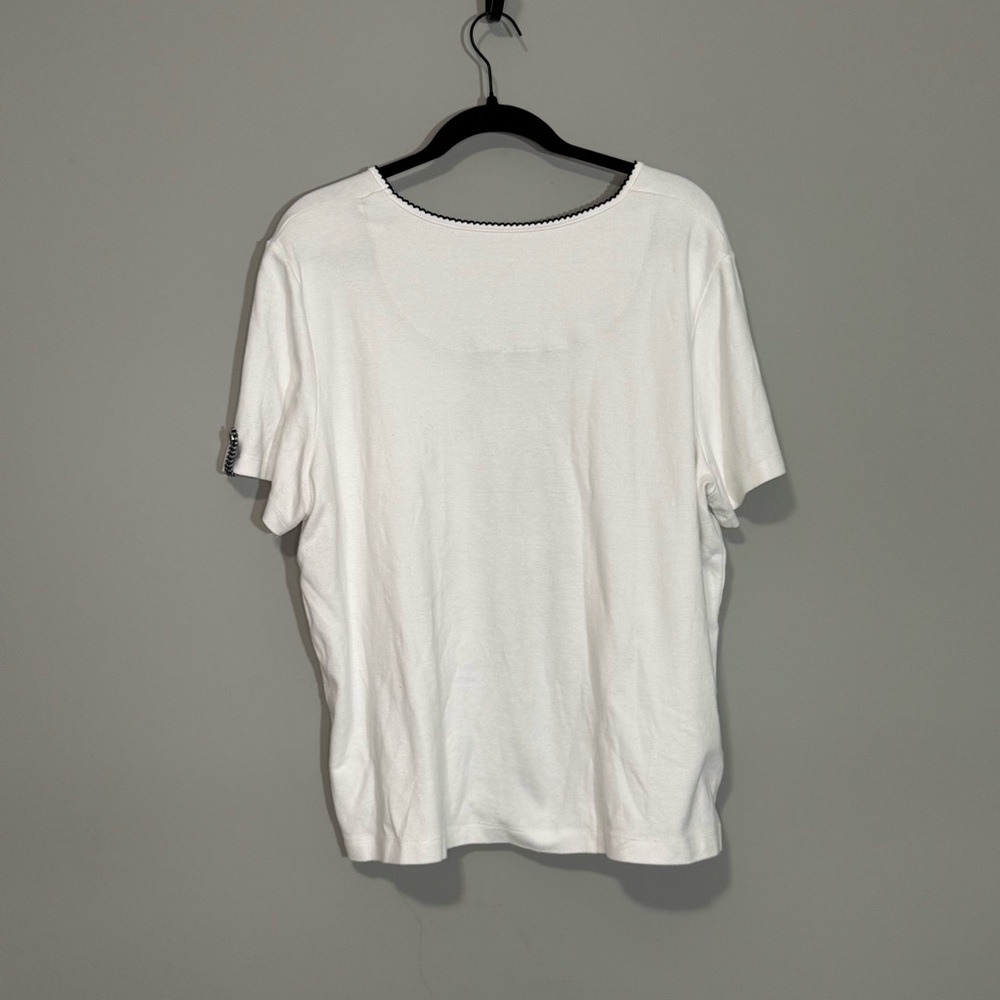 Alfred Dunner Women's Embroidered Short Sleeve Gingham Trim Top‎ Size XL - Picture 3 of 4